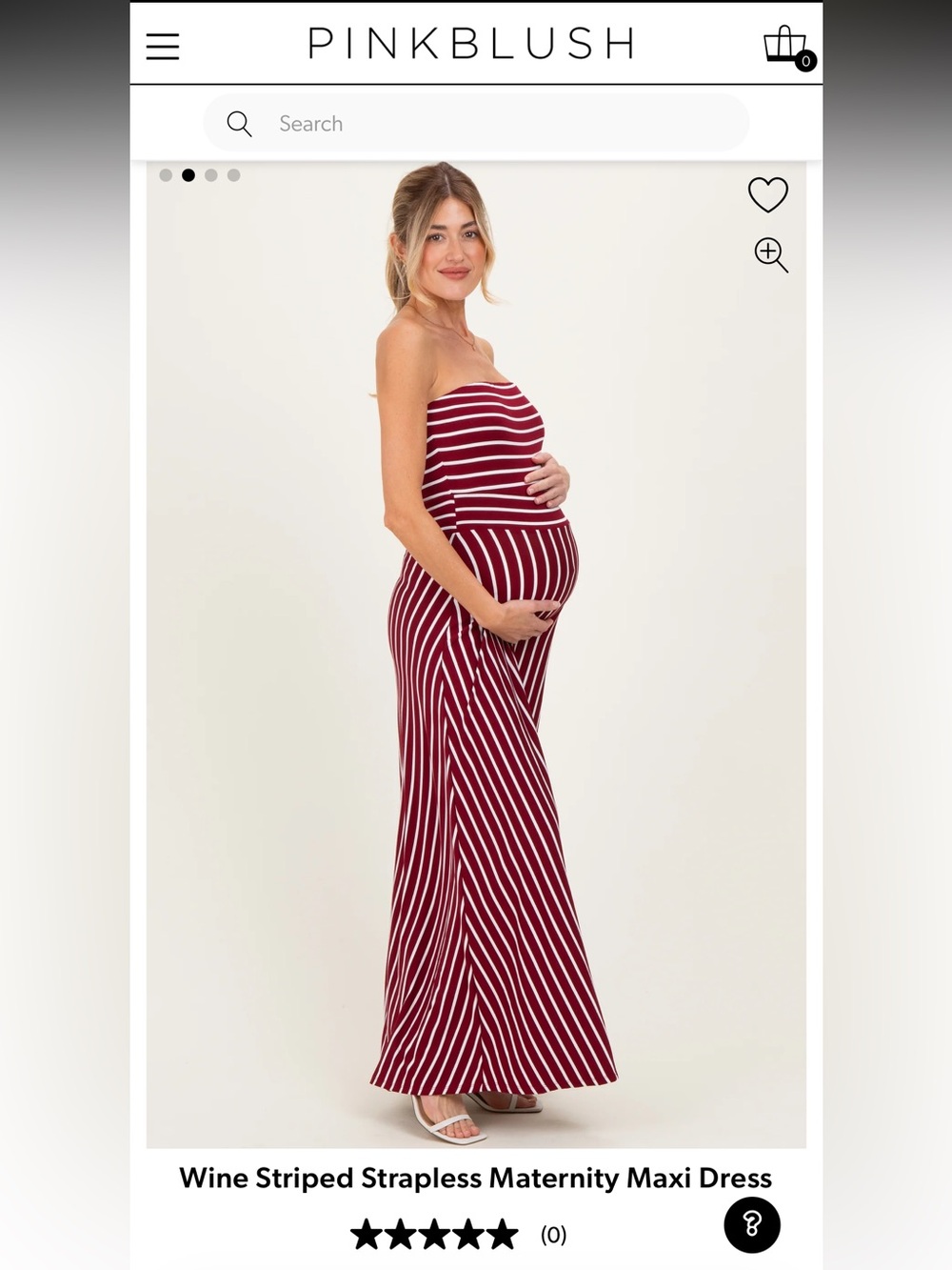 Pinkblush Wine and White Striped Strapless Maternity Maxi Dress